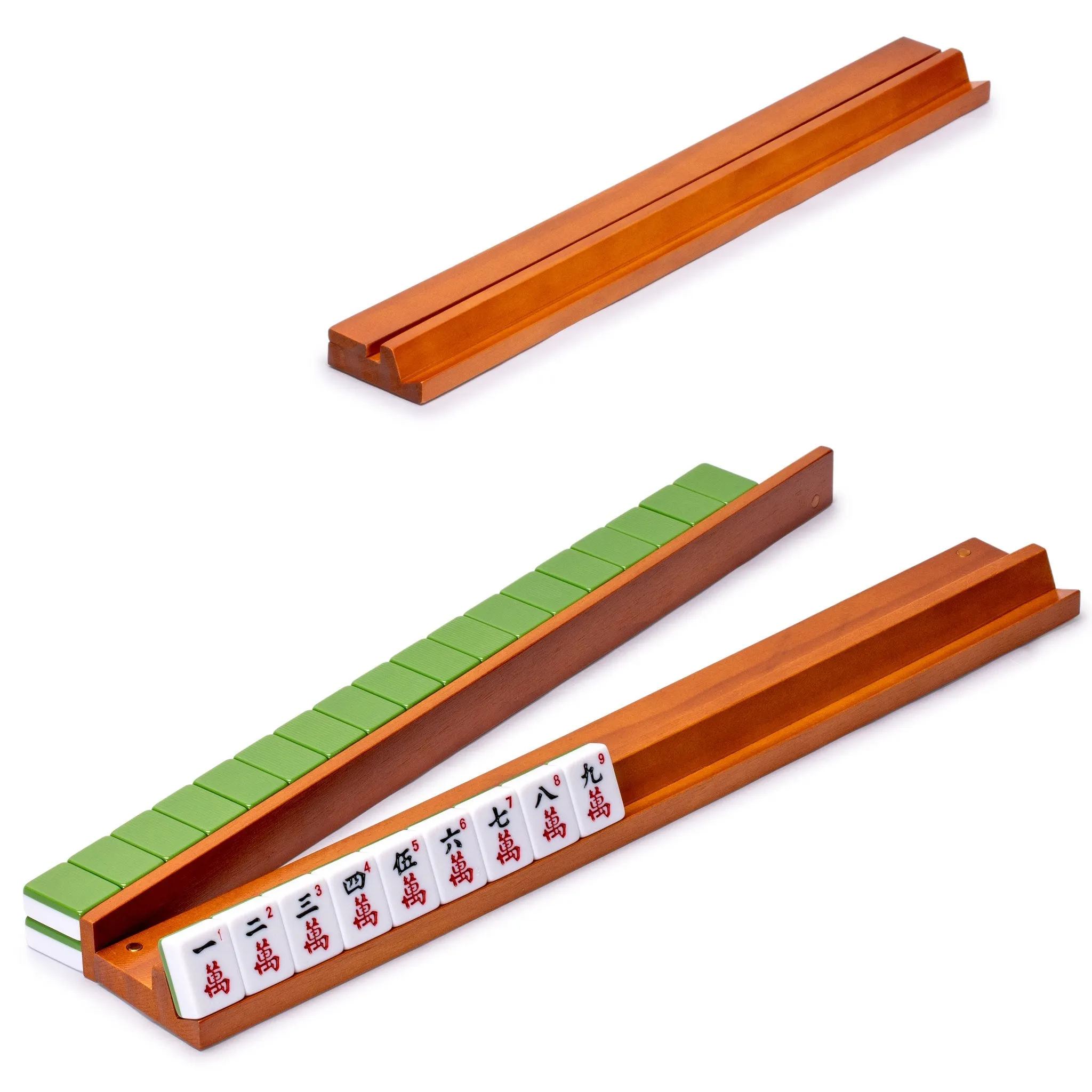 American Mahjong Set, "Huntington" with Mineral Green Soft Case - Racks with Pushers, Scoring Coins, Dice, & Wind Indicator