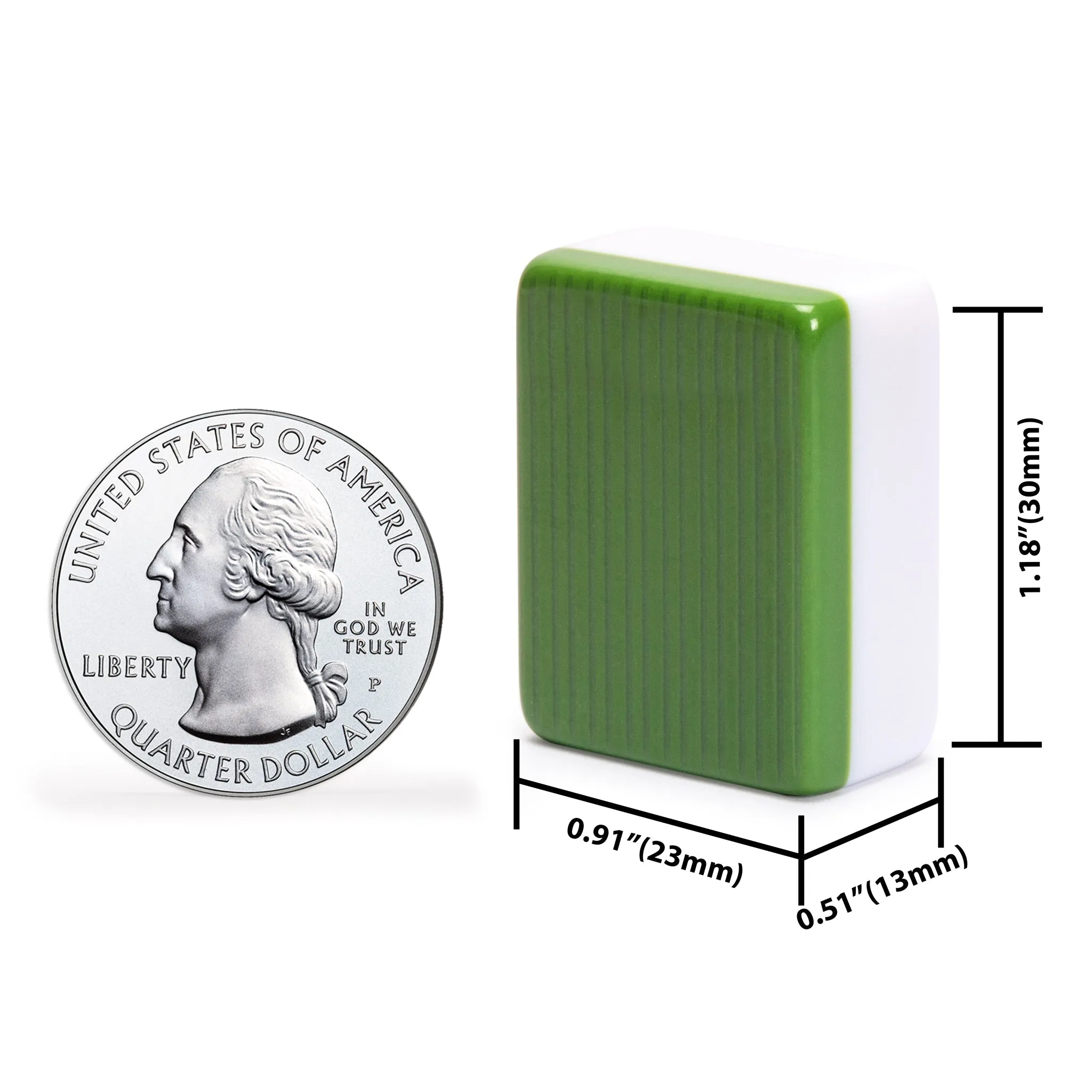 American Mahjong Set, "Huntington" with Mineral Green Soft Case - Racks with Pushers, Scoring Coins, Dice, & Wind Indicator