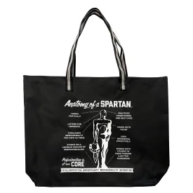 Anatomy of a Spartan Black Zippered Tote Bag