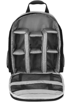 Andoer Camera Backpack, DSLR Digital Camera Bag, Small Reflex Photo Backpack, Waterproof Camera Backpack (Grey)