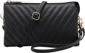 B BRENTANO Vegan Leather Multi-Pocket Crossbody Purse/Clutch with Card Slots, Removable Wristlet & Adjustable Shoulder Strap