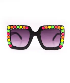 Bari Lynn Neon Crystallized Square Sunnies