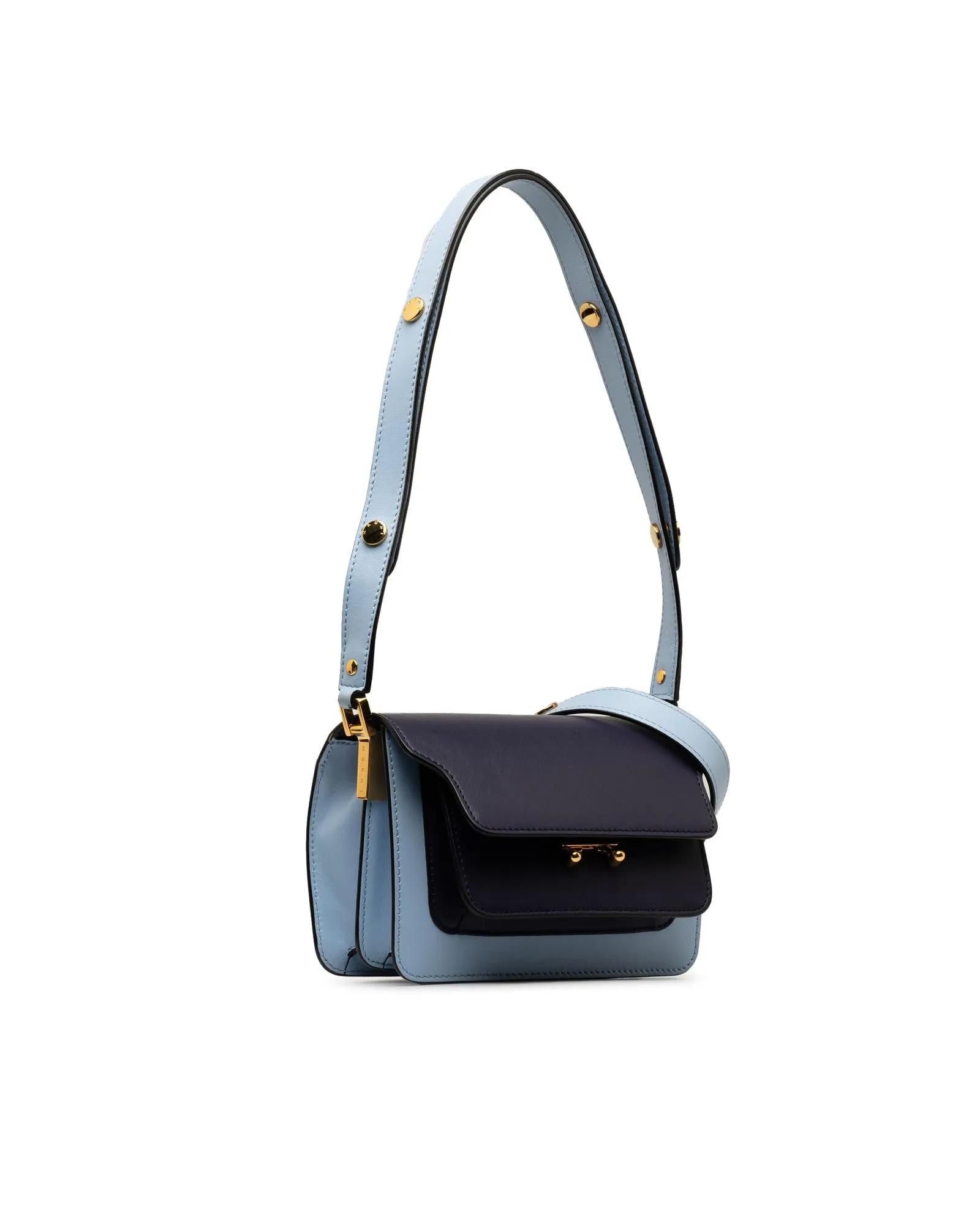 Bicolor Leather Trunk Crossbody Bag
