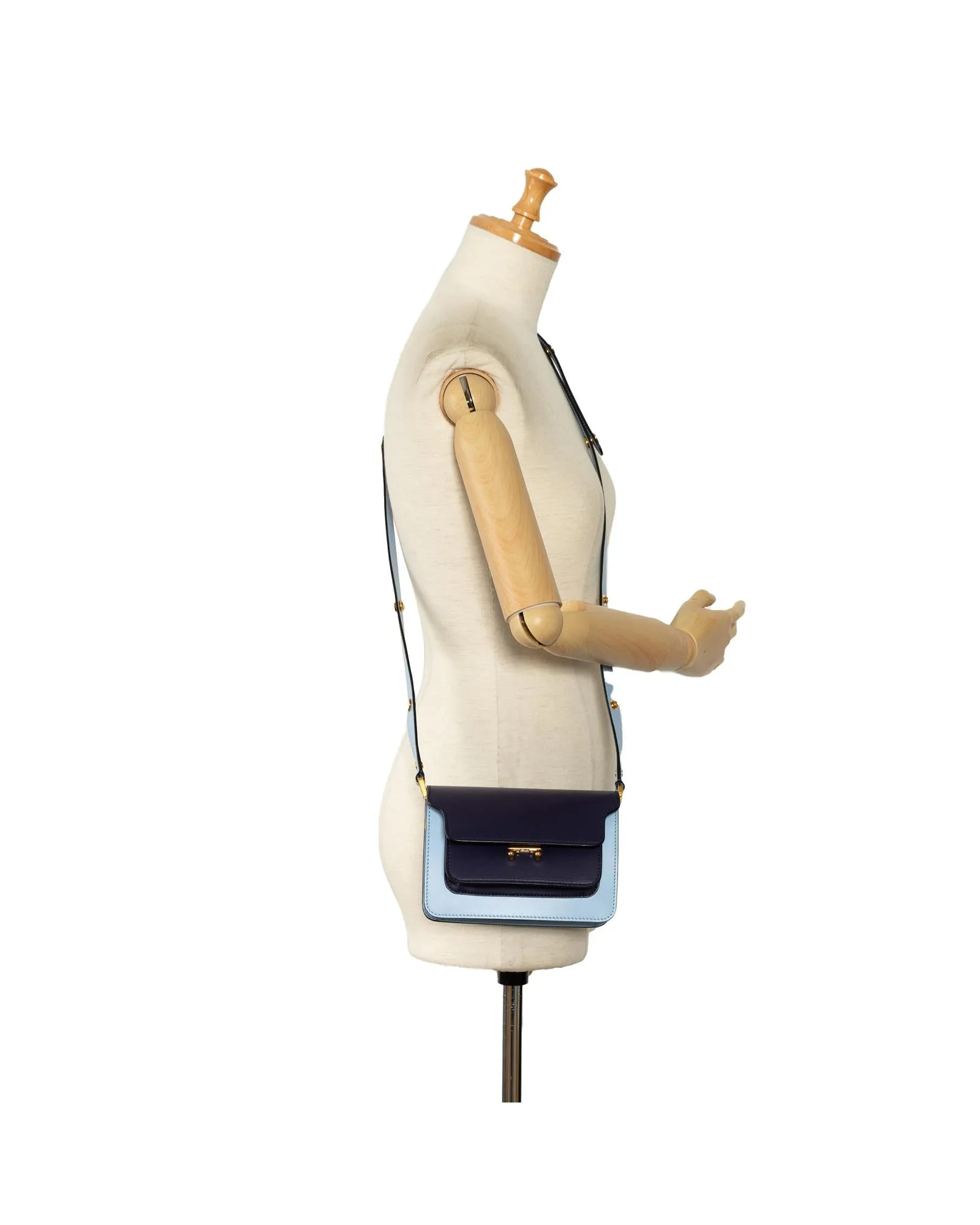 Bicolor Leather Trunk Crossbody Bag