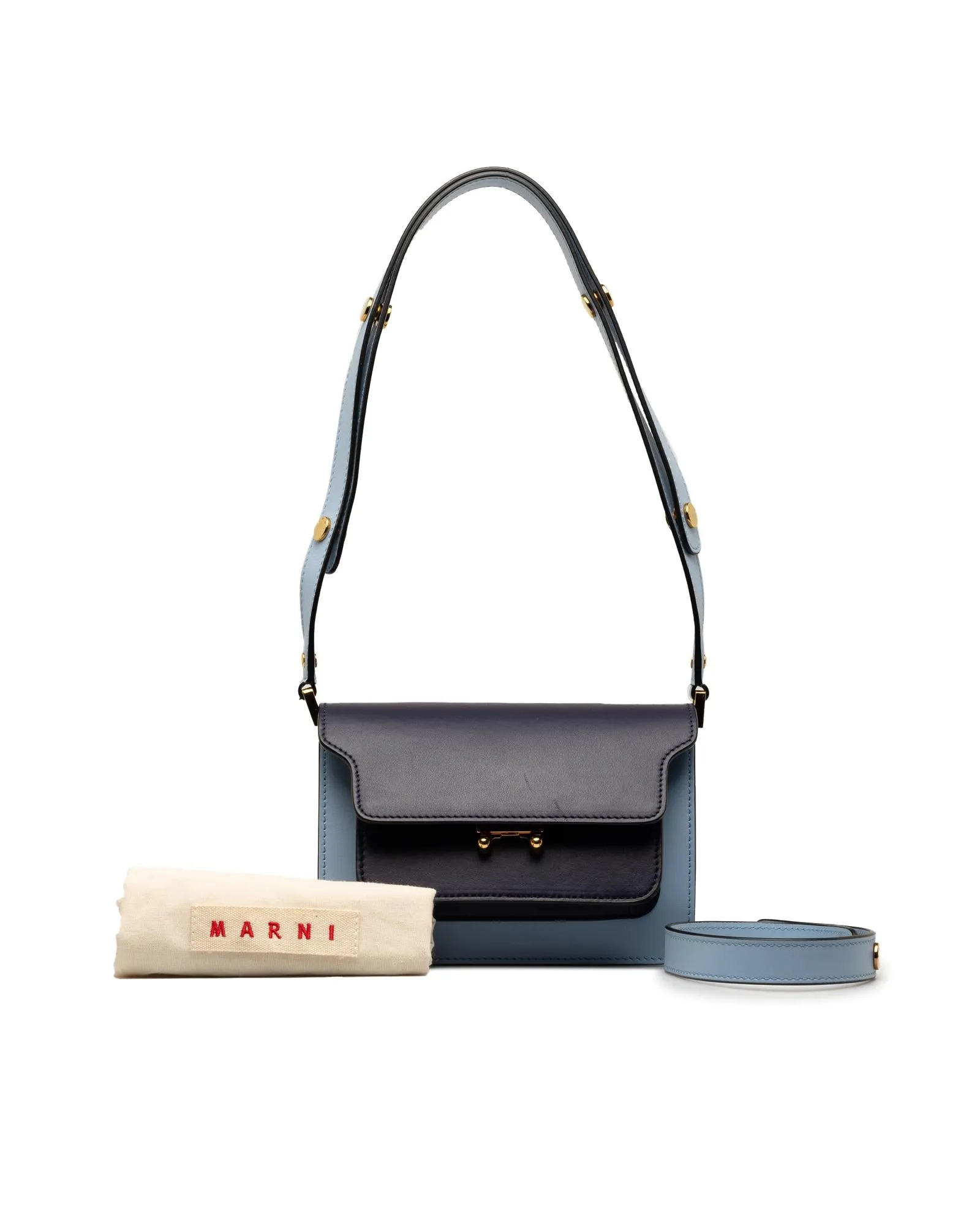 Bicolor Leather Trunk Crossbody Bag