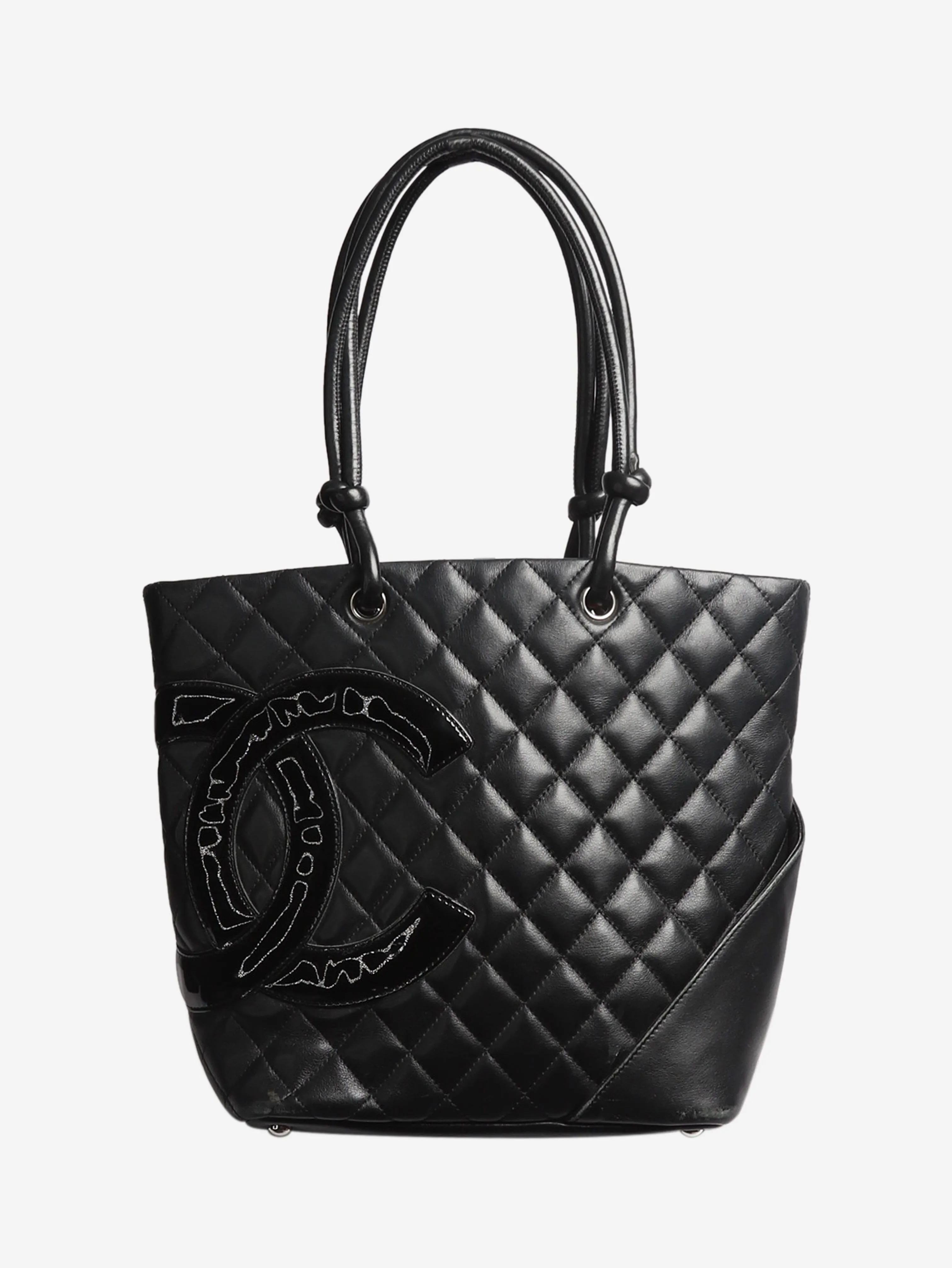 Black 2005 lambskin quilted tote bag