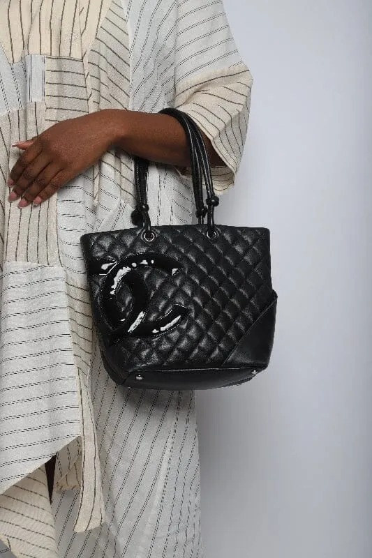 Black 2005 lambskin quilted tote bag