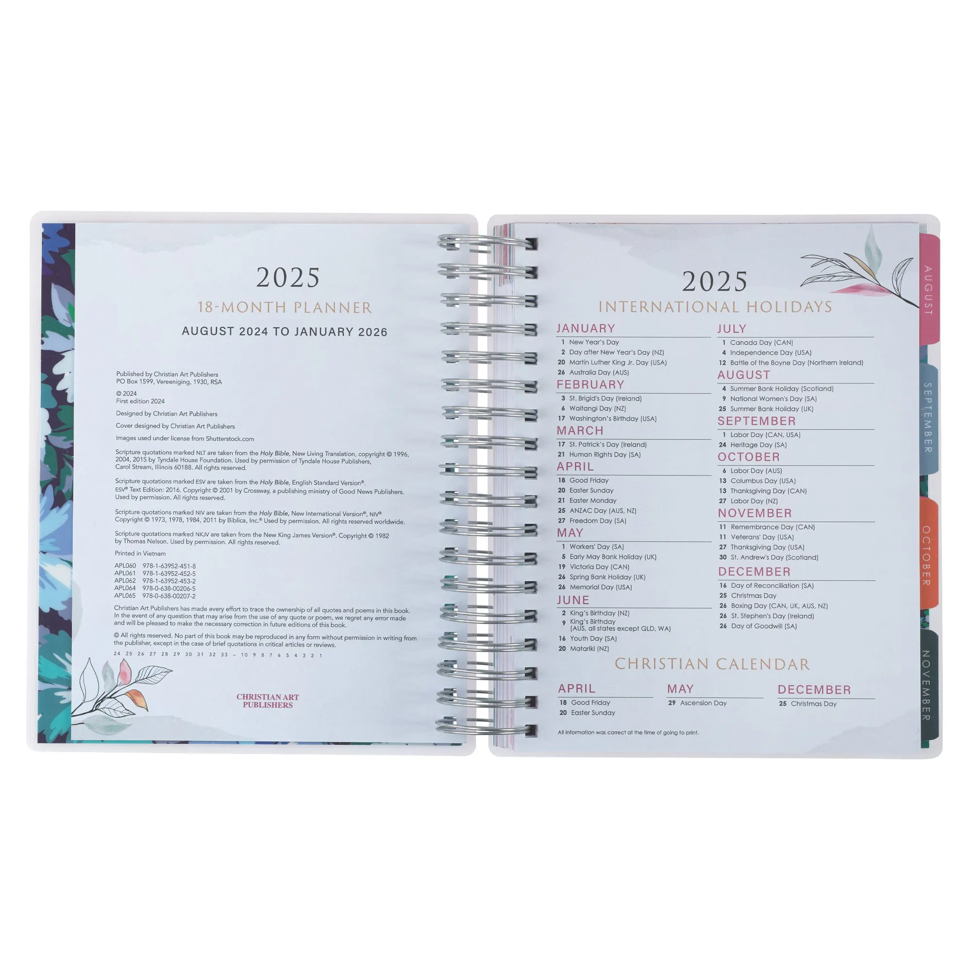 Book Planner Spiral Bound 18 Month 2025 Strength & Dignity Apl060