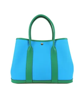 Canvas Tote with Epsom Leather Trim and Snap Button Closure