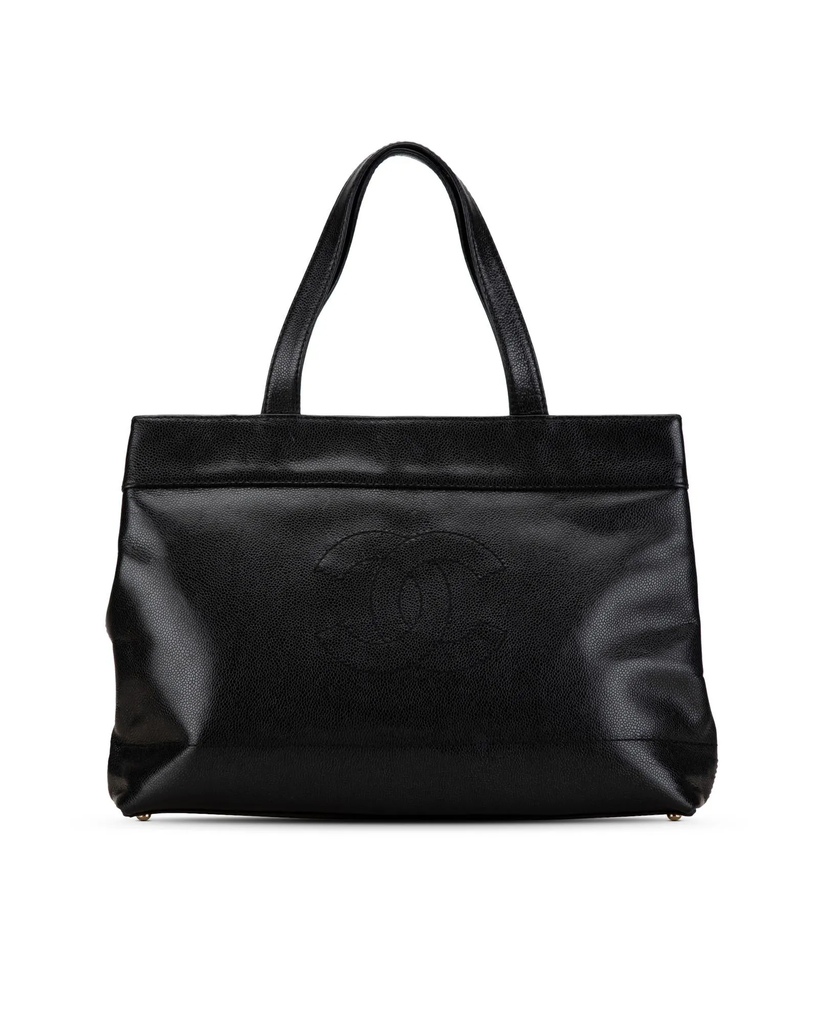 Caviar Leather Tote Bag with Magnetic Snap Closures