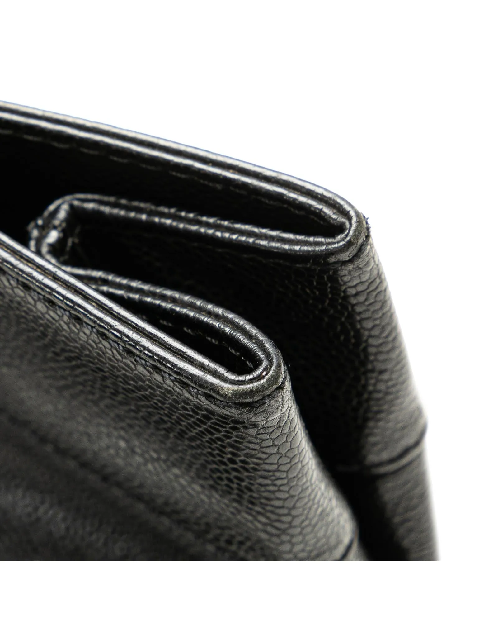 Caviar Leather Tote Bag with Magnetic Snap Closures