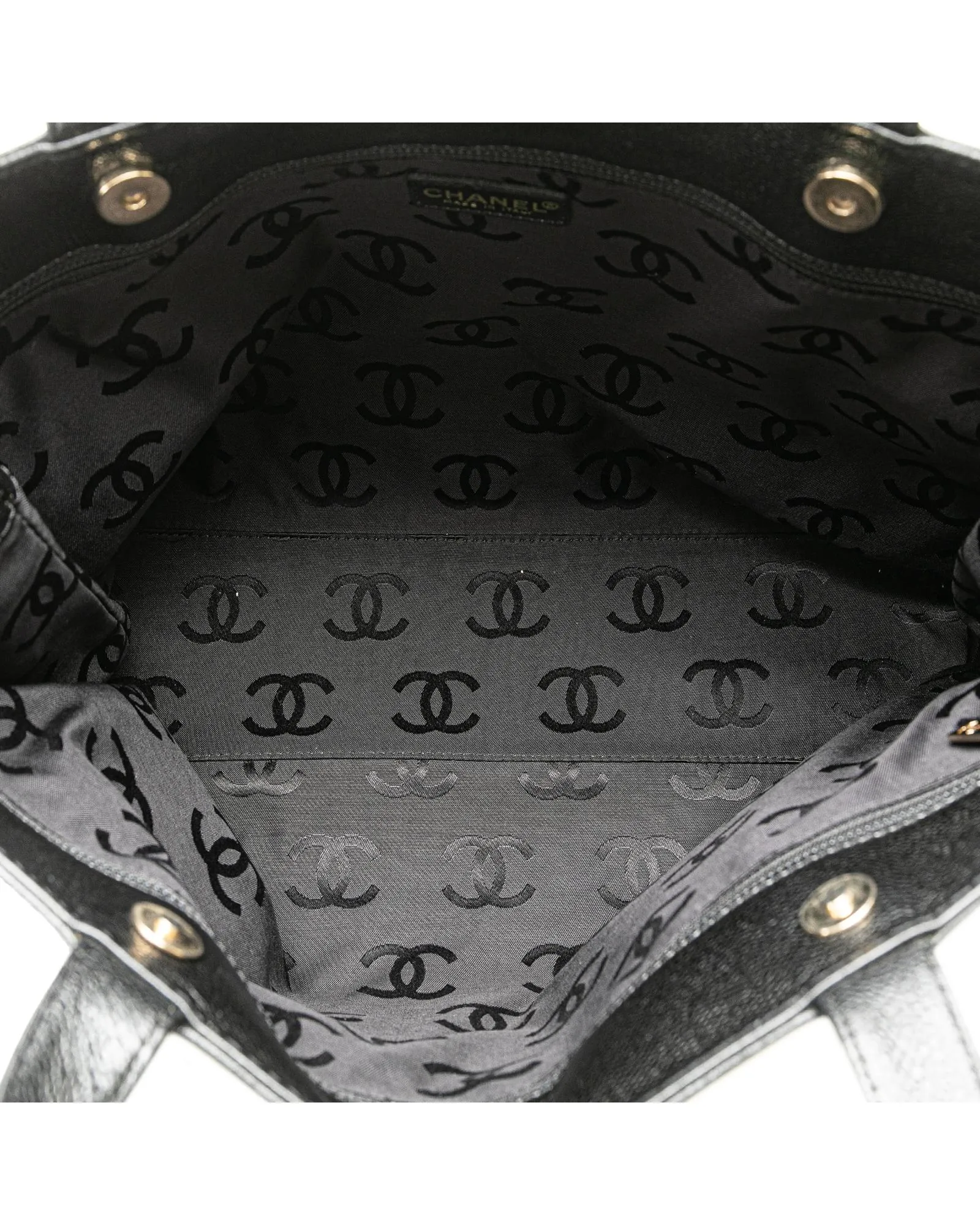 Caviar Leather Tote Bag with Magnetic Snap Closures