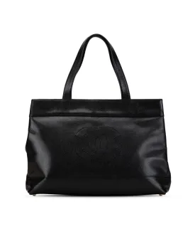 Caviar Leather Tote Bag with Magnetic Snap Closures