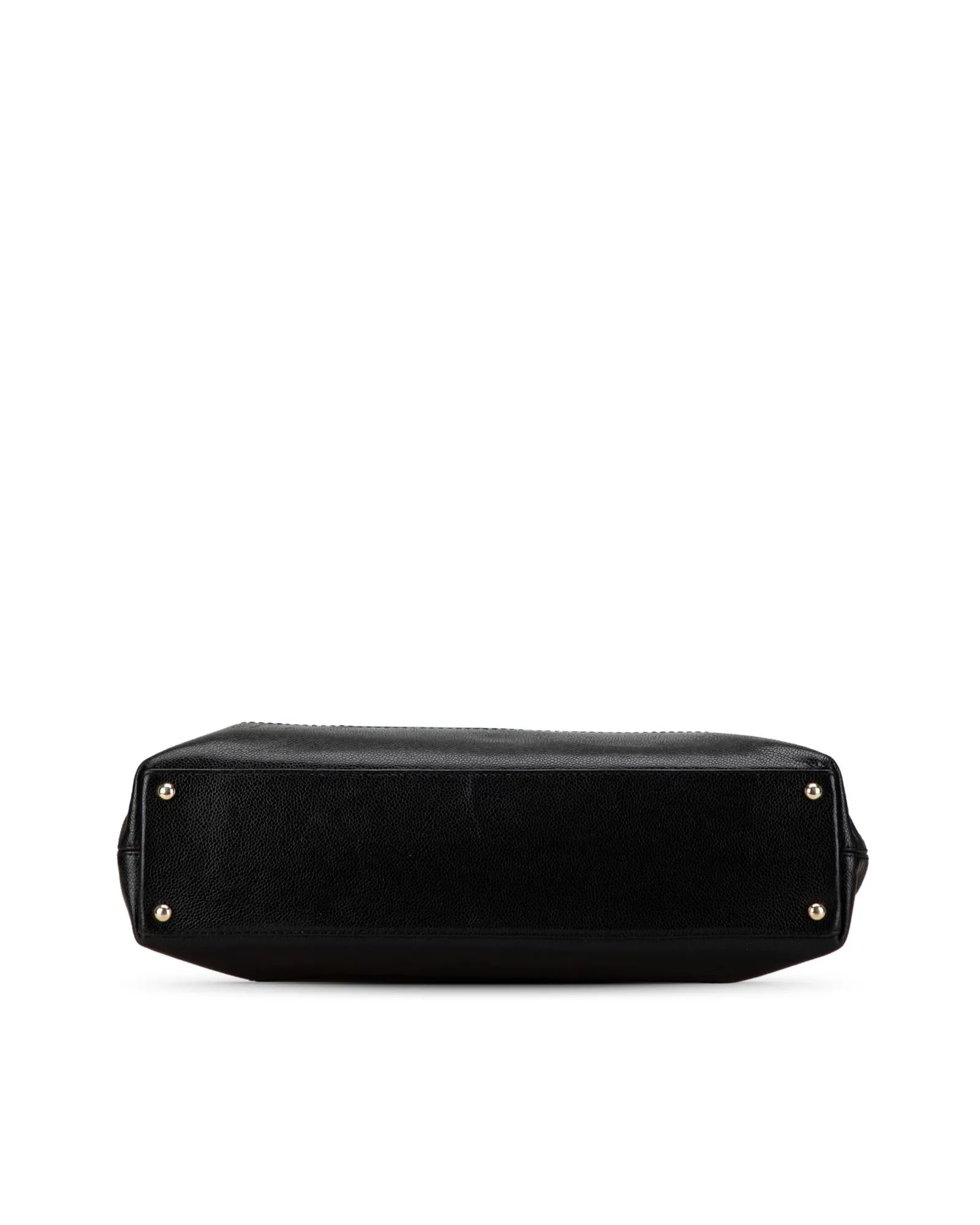 Caviar Leather Tote Bag with Magnetic Snap Closures
