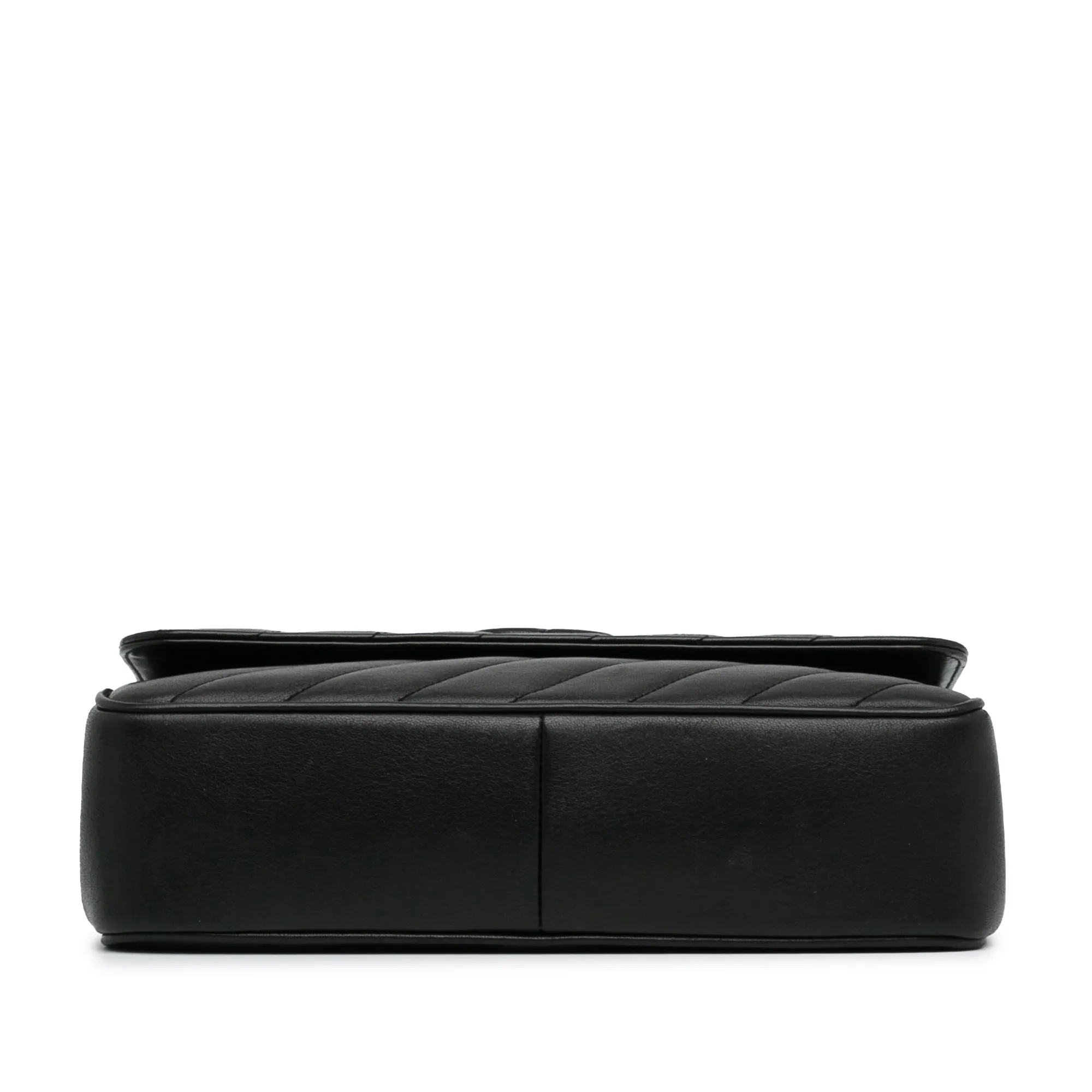 Chanel CC Single Flap Black Diagonal Quilted Calfskin Gold