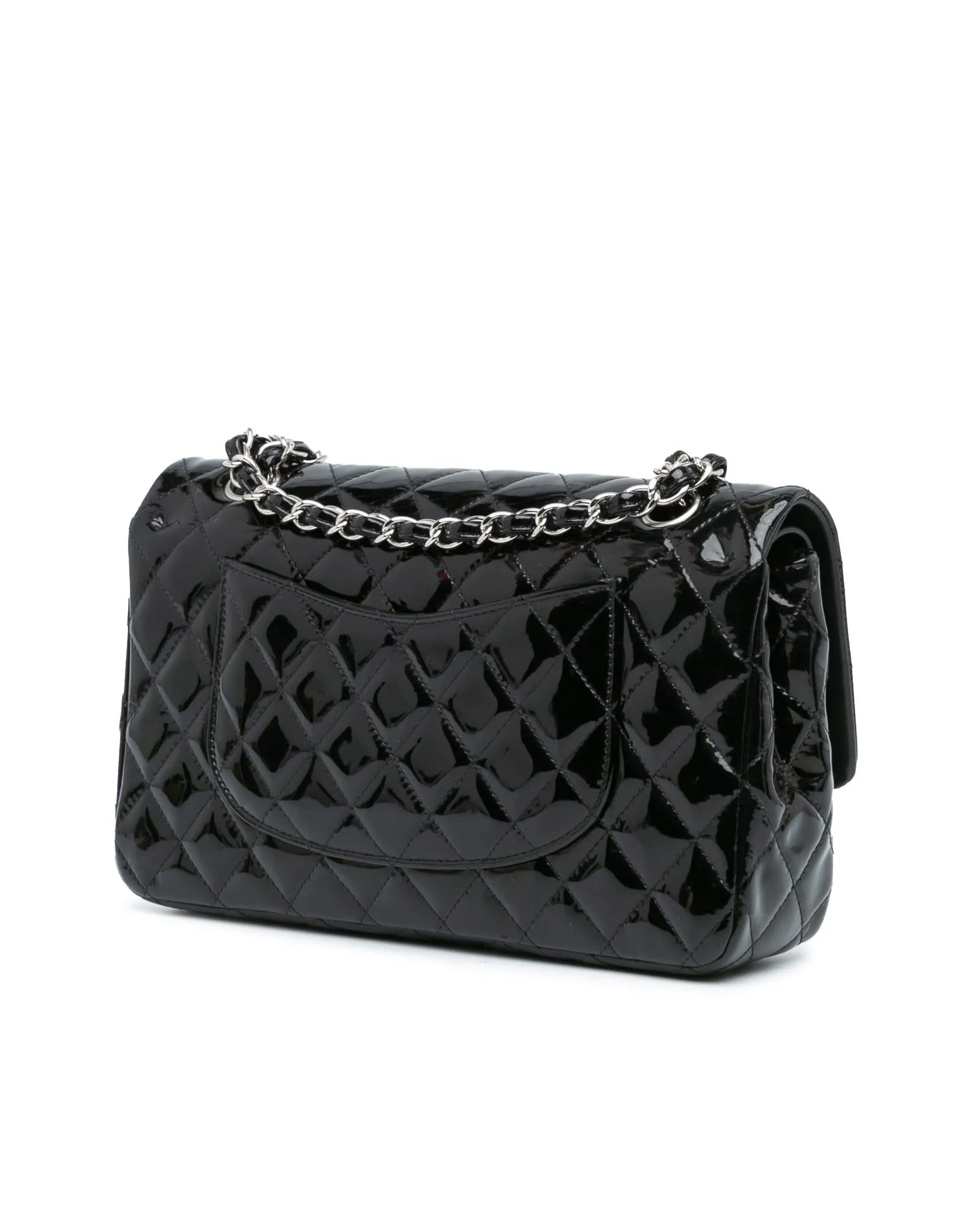 Chanel Classic Double Flap Black Patent Leather Shoulder Bag