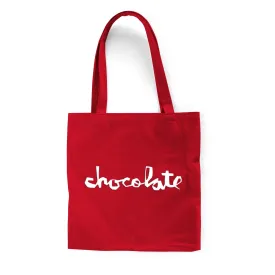 Chocolate Red Square Embroidered Tote Bag Red