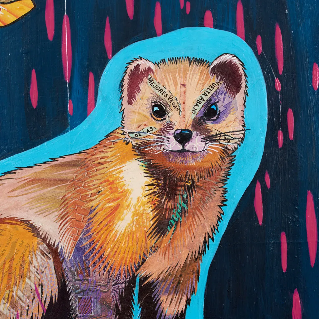 CURIOUS (small work) original collage painting