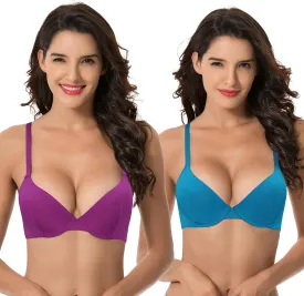 Curve Muse Women's Plus Size Padded Underwire Convertible Full Coverage Bra