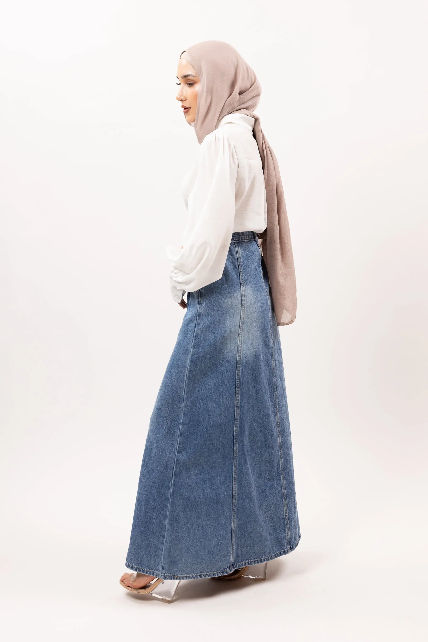Denim Stitch Detail Skirt
