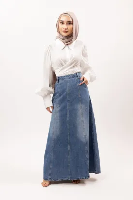 Denim Stitch Detail Skirt