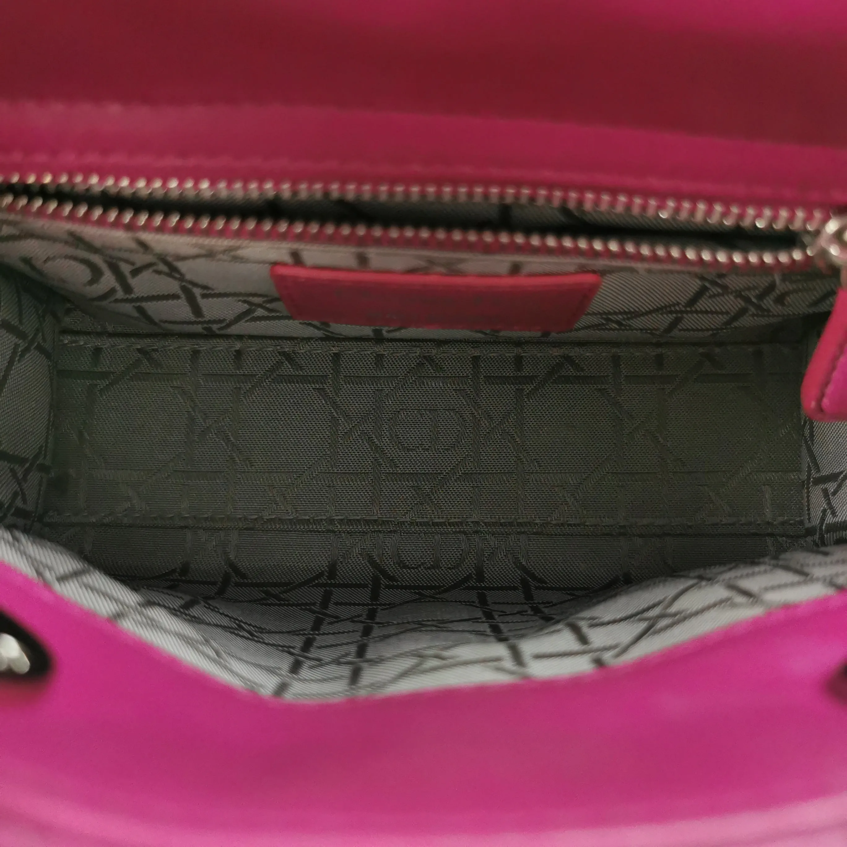 Dior Lady Dior Mini Pink Cannage Lambskin Silver