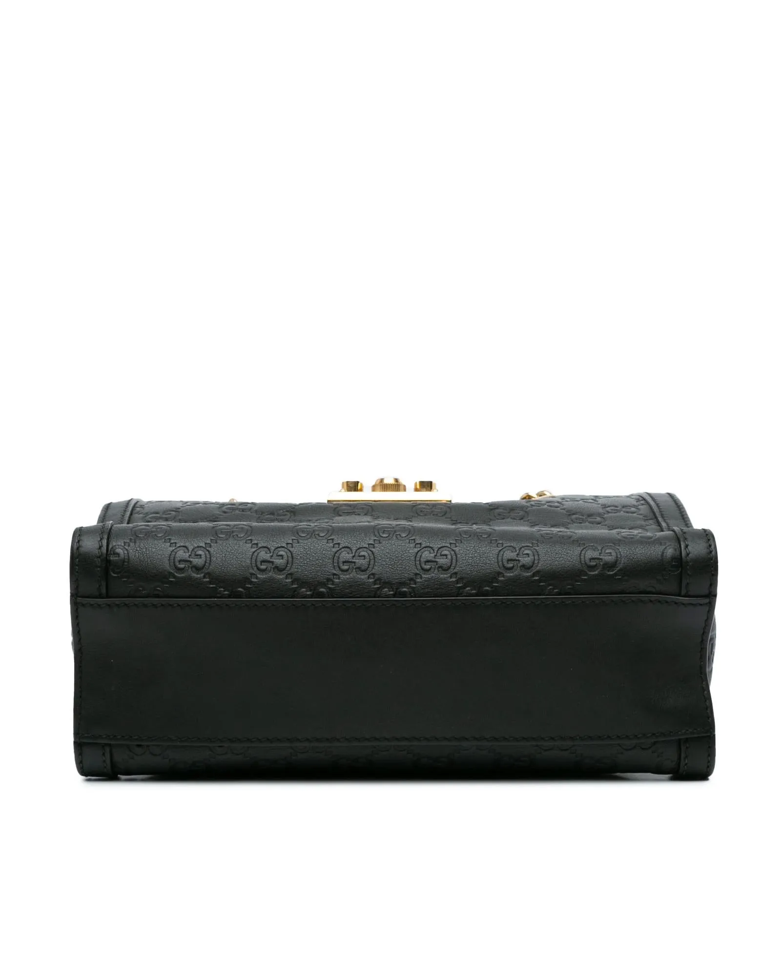 Embossed Leather Padlock Tote with Gold-Tone Chain Straps