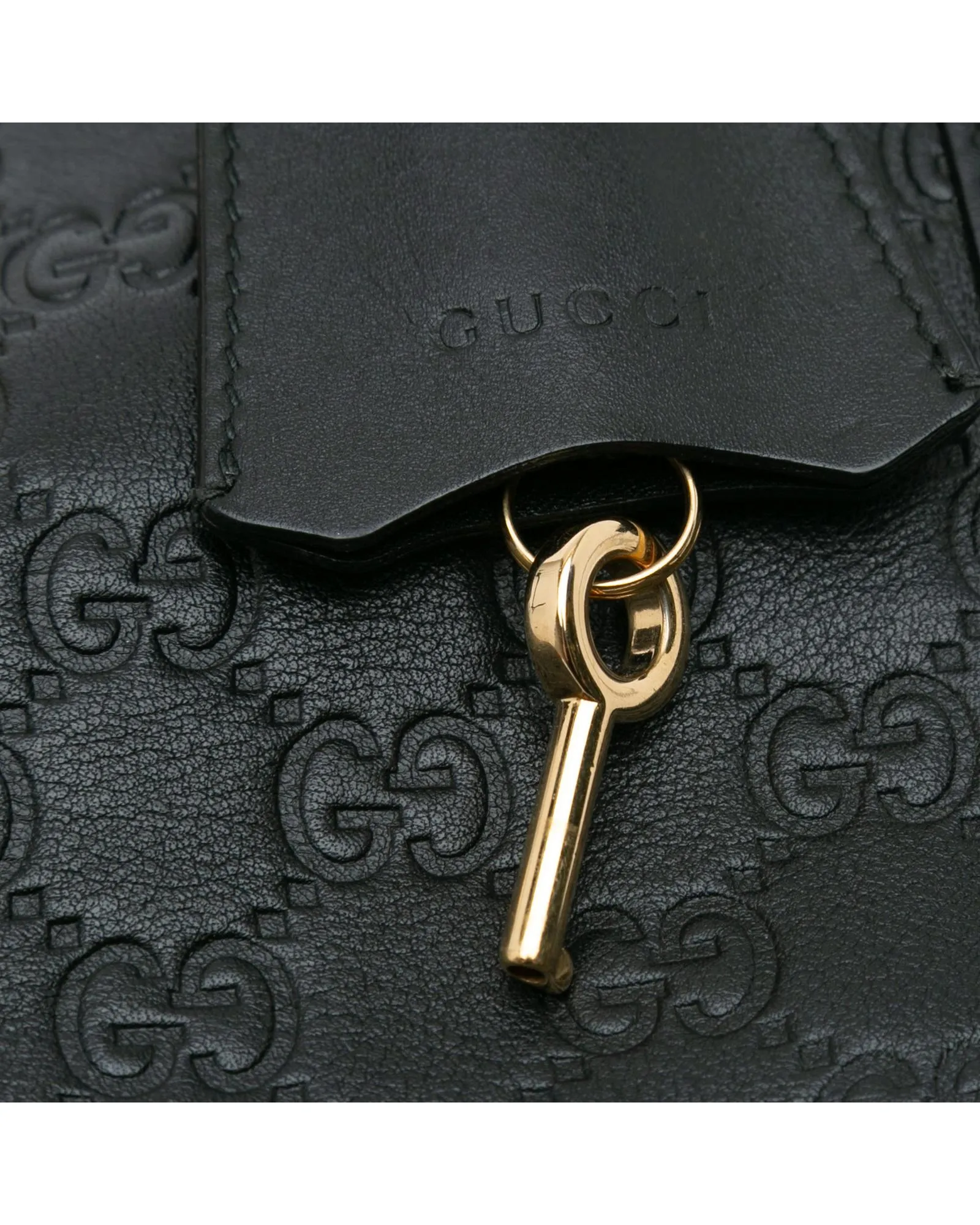 Embossed Leather Padlock Tote with Gold-Tone Chain Straps