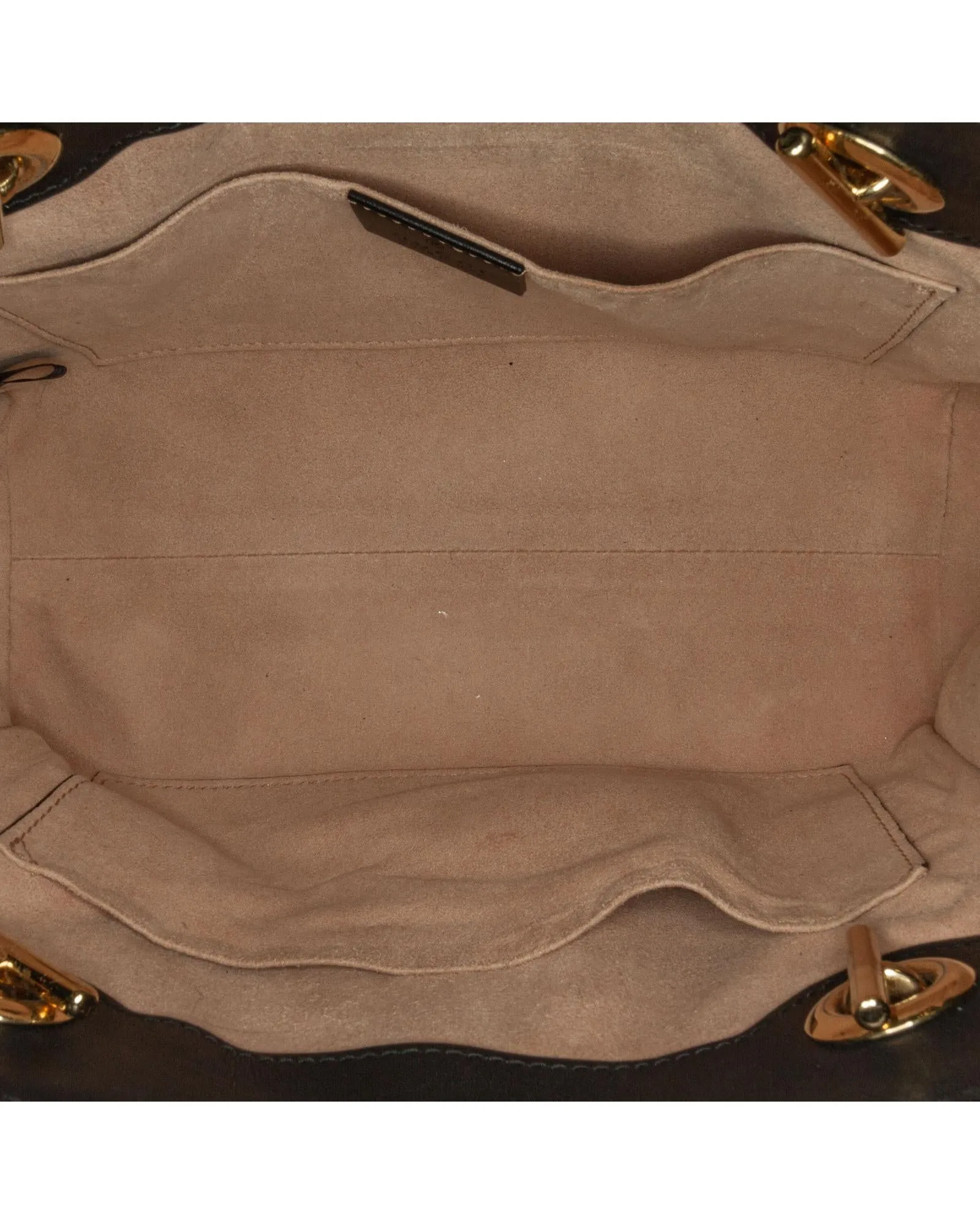 Embossed Leather Padlock Tote with Gold-Tone Chain Straps