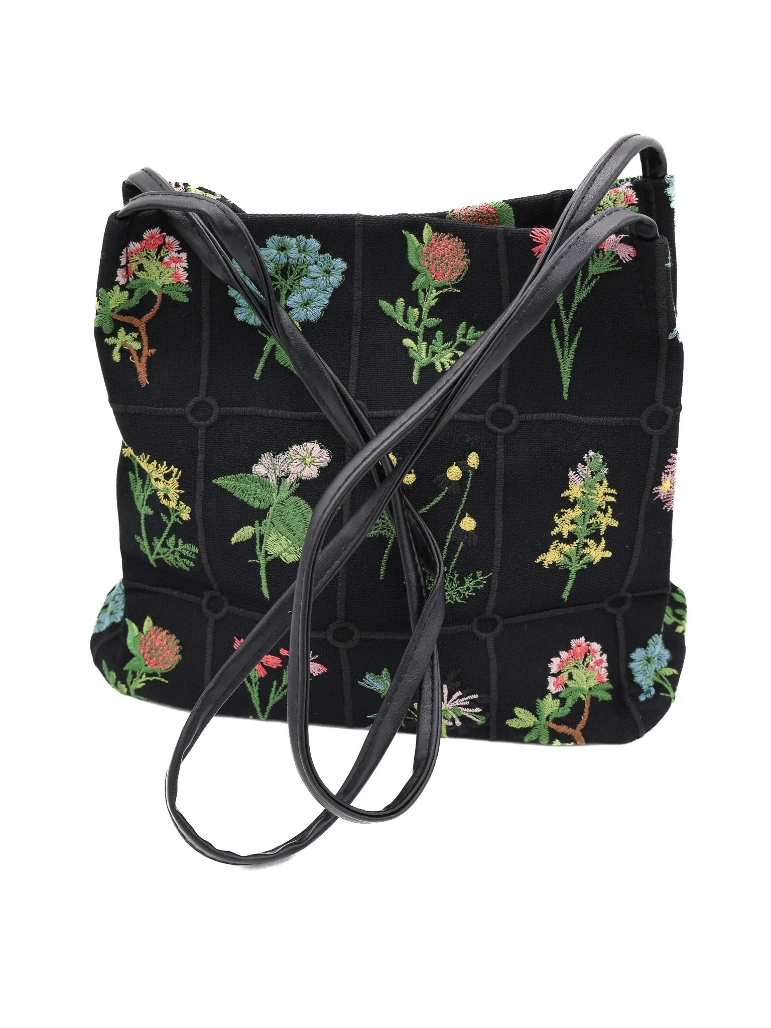 Flower Picking Embroidered Tote Bag