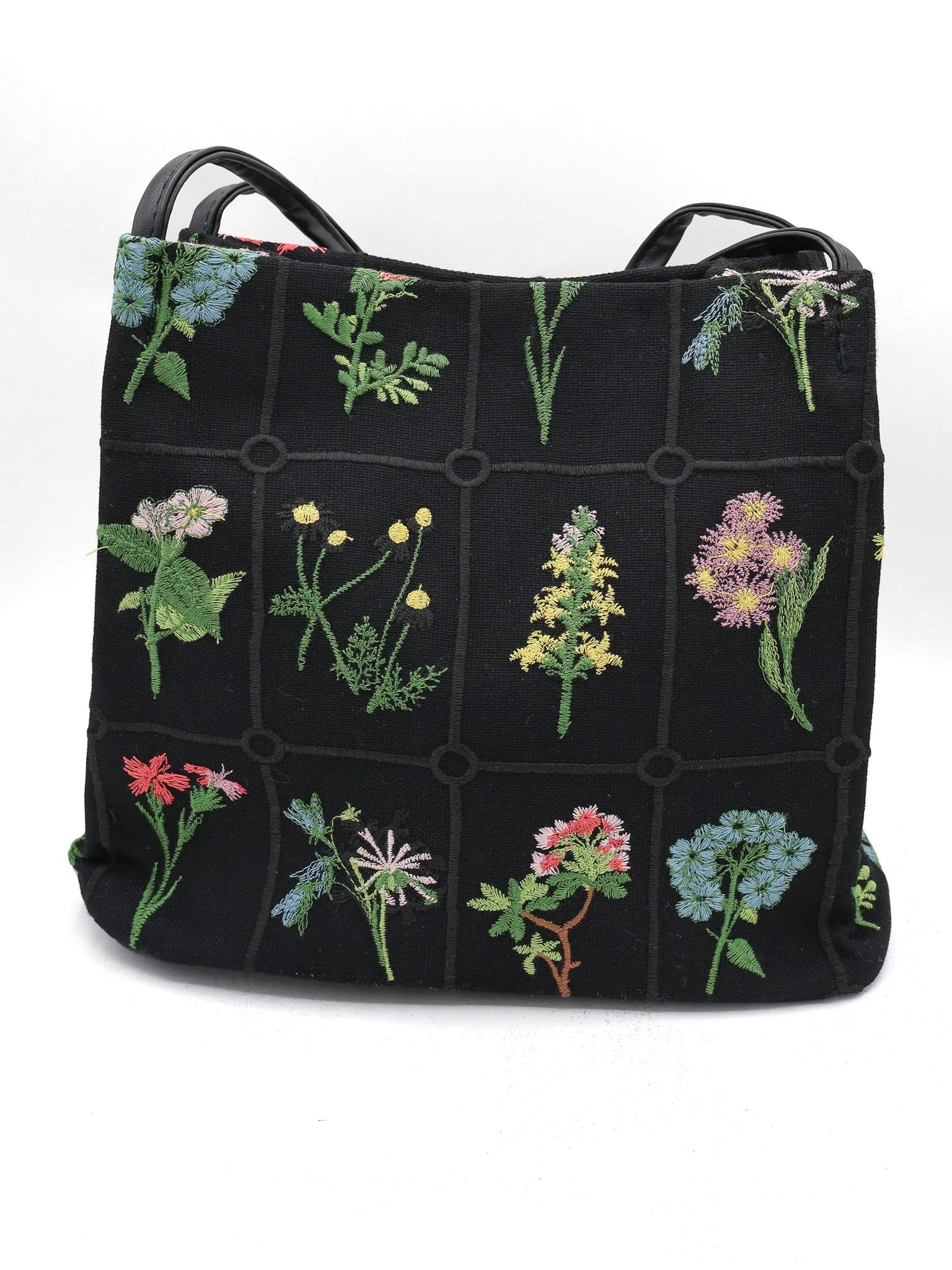 Flower Picking Embroidered Tote Bag