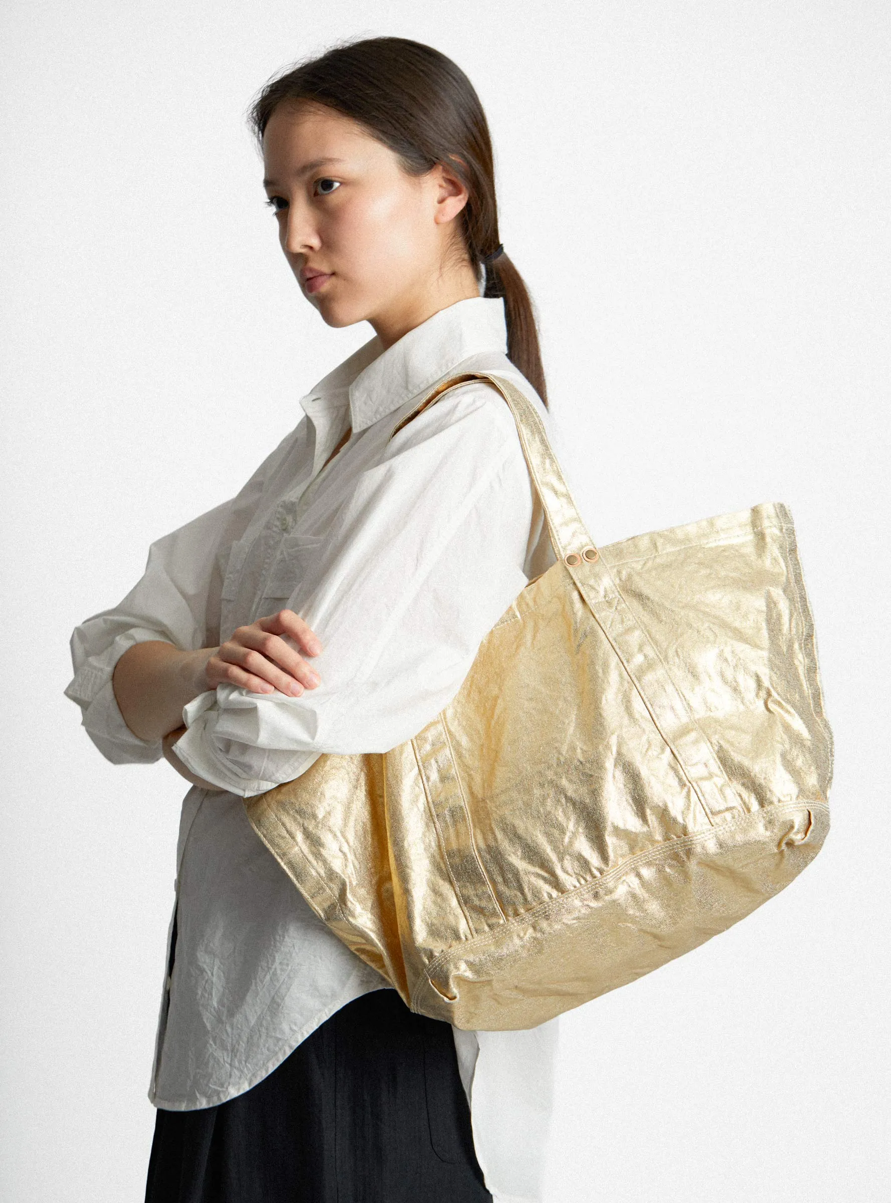 Foiled Canvas Tote Bag (L) Gold