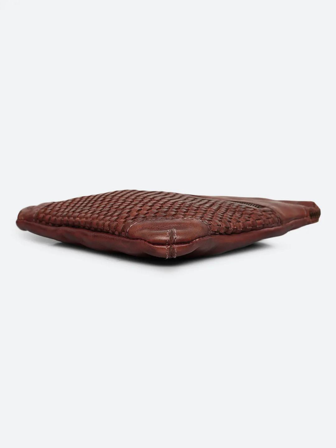 Ilana: Cognac Mini Crossbody Bag With Mini Square Weave