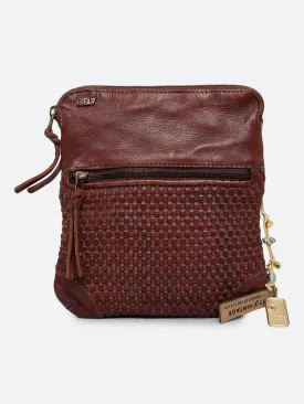 Ilana: Cognac Mini Crossbody Bag With Mini Square Weave
