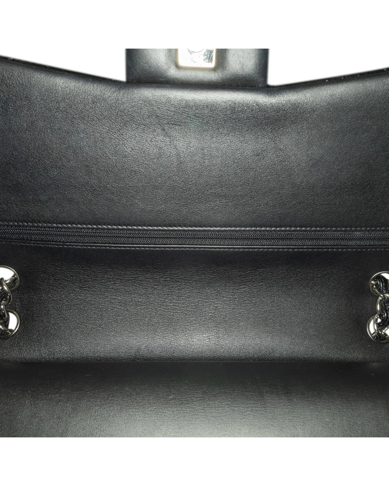 Jumbo Classic Patent Double Flap Bag with Quilted Leather and Chain Straps