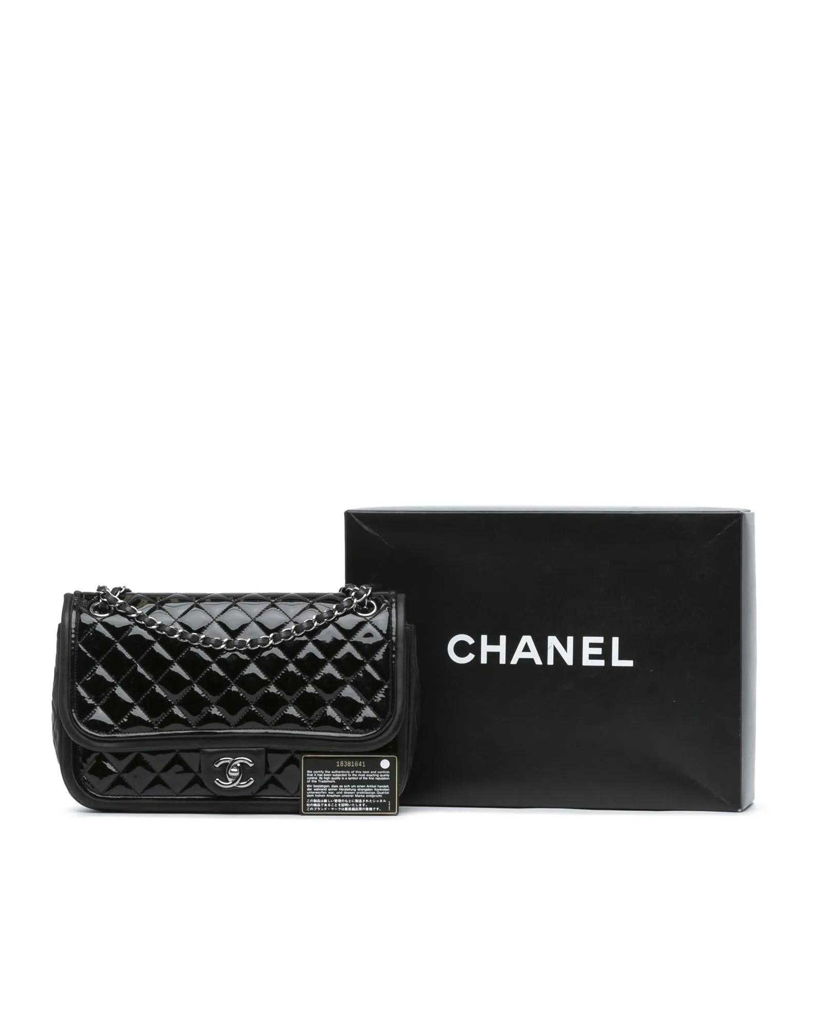 Jumbo Patent Classic Twist Flap Bag with Quilted Leather and Chain Straps