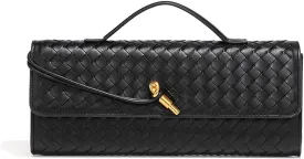 JYG Woven Handbag for Women Fashion Evening Shoulder Bag PU Leather Handmade Clutch Purse Casual Crossbody Bags 2024
