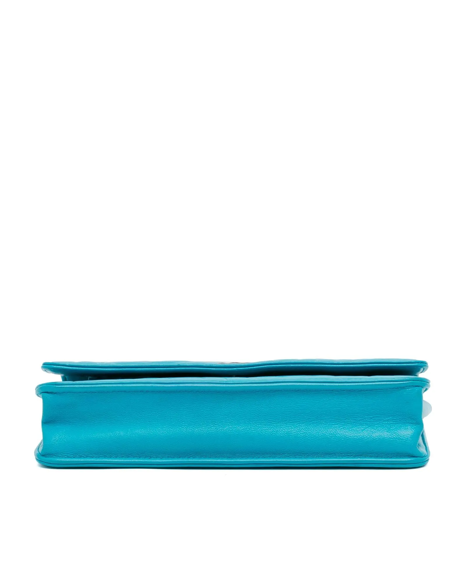 Lambskin Embossed Wallet On Chain with Quilted Leather and Interior Card Slots