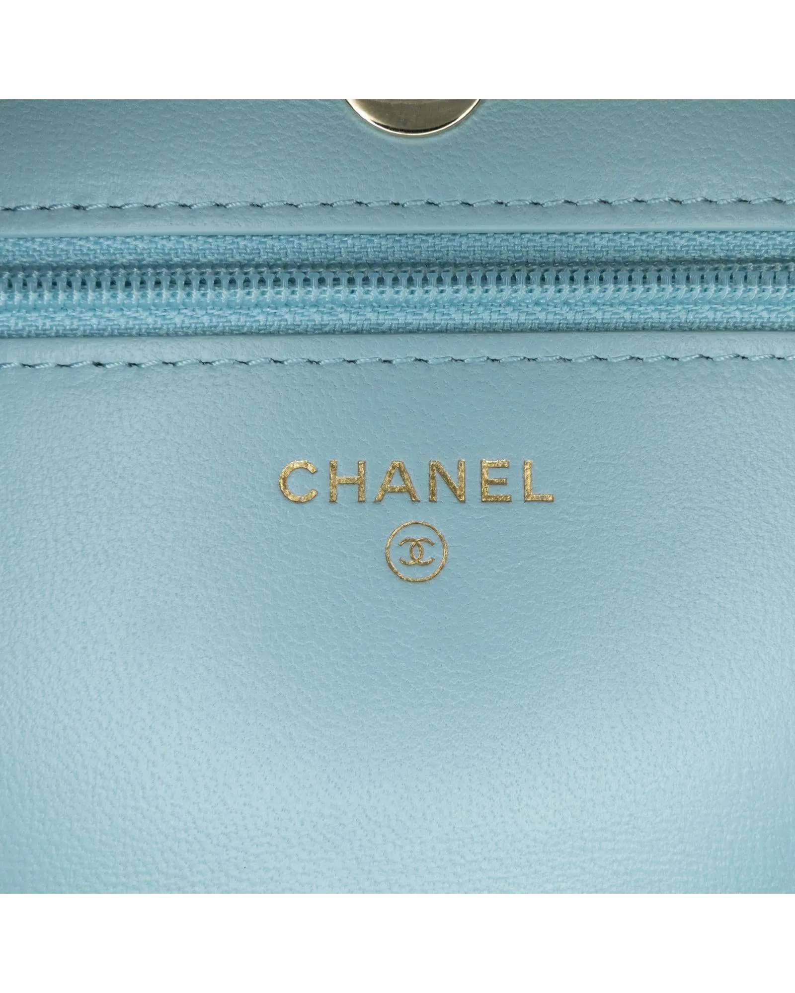 Lambskin Quilted Wallet on Chain with Pearl Strap and Magnetic Closure
