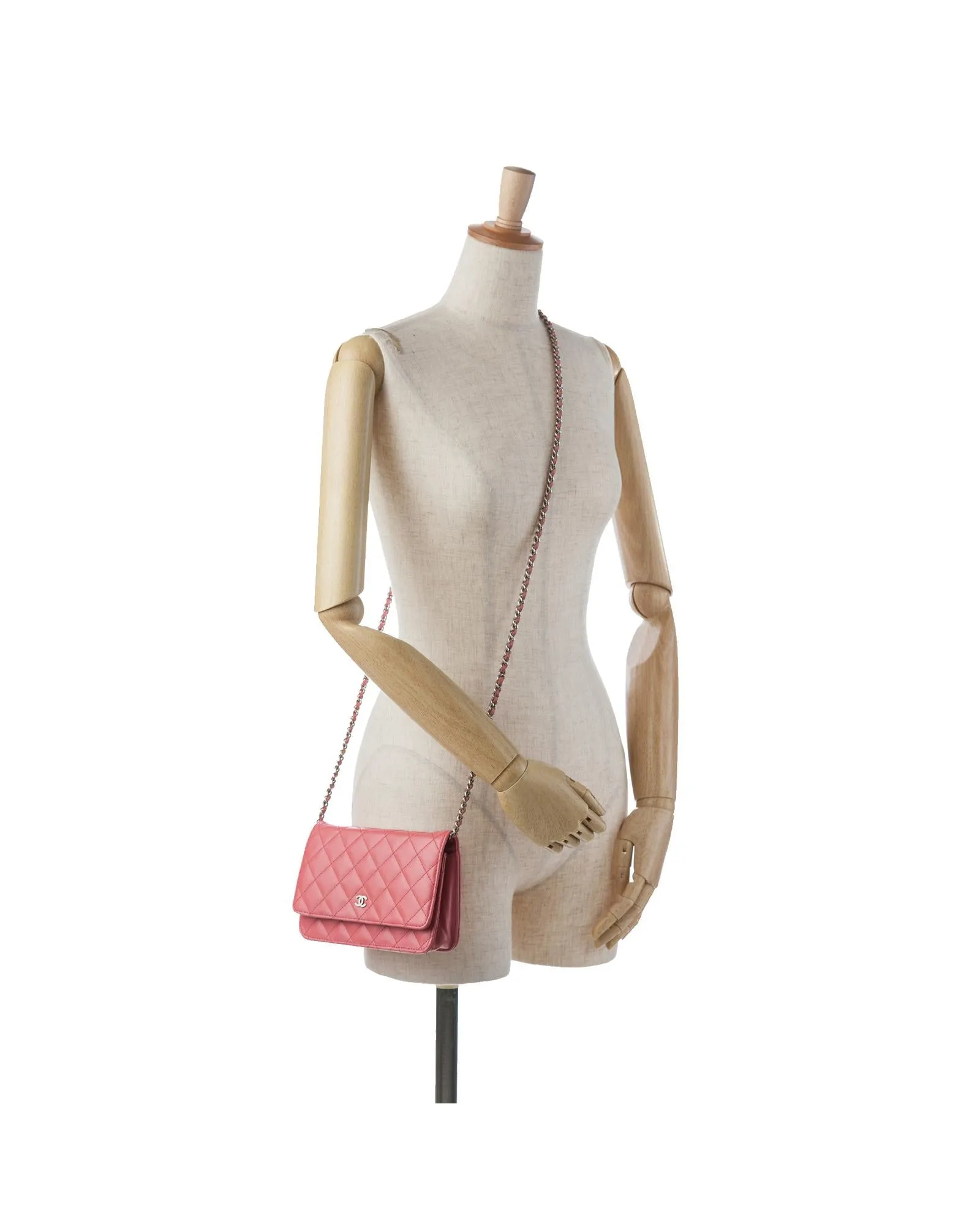 Lambskin Quilted Wallet on Chain