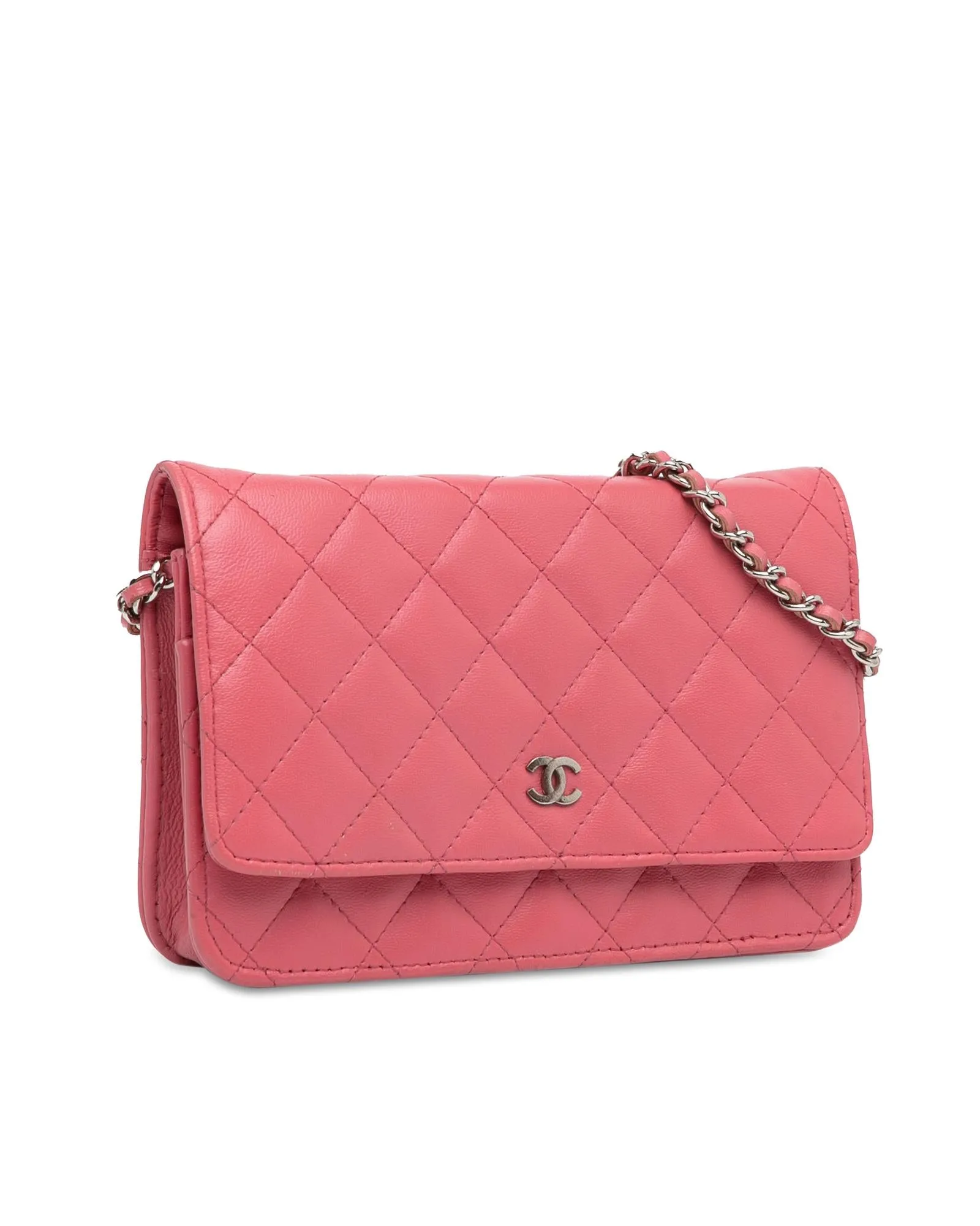 Lambskin Quilted Wallet on Chain