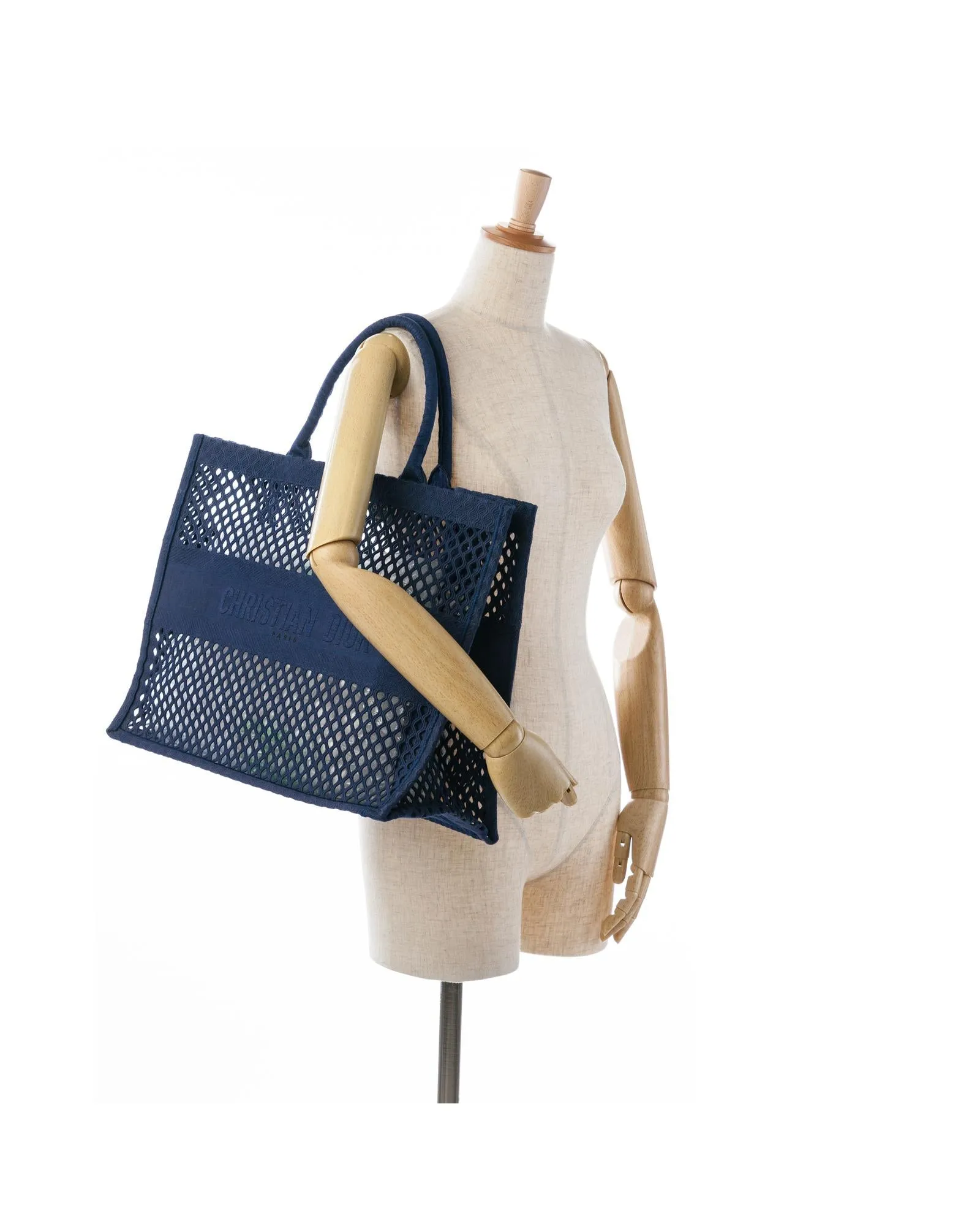 Large Mesh Canvas Book Tote with Rolled Handles