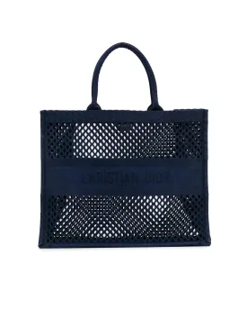 Large Mesh Canvas Book Tote with Rolled Handles