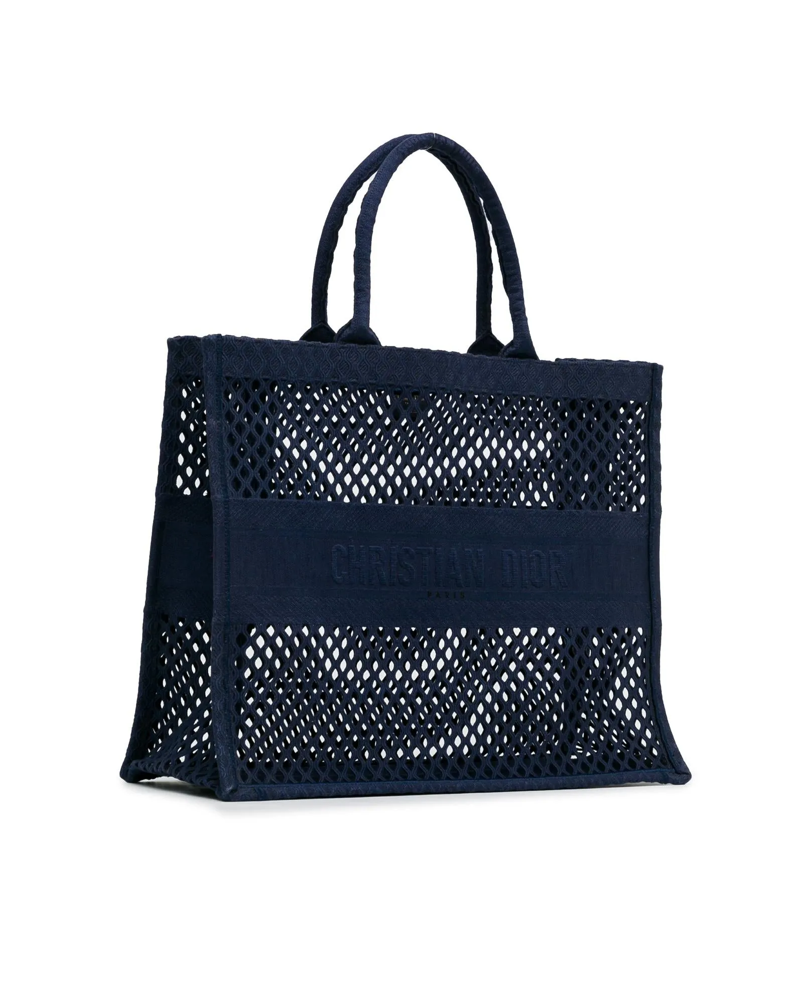 Large Mesh Canvas Book Tote with Rolled Handles
