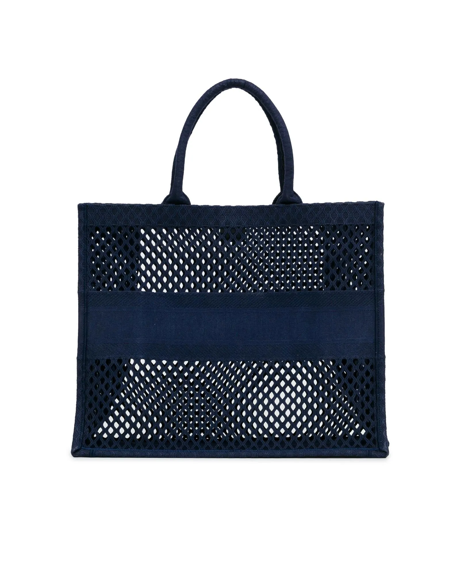 Large Mesh Canvas Book Tote with Rolled Handles