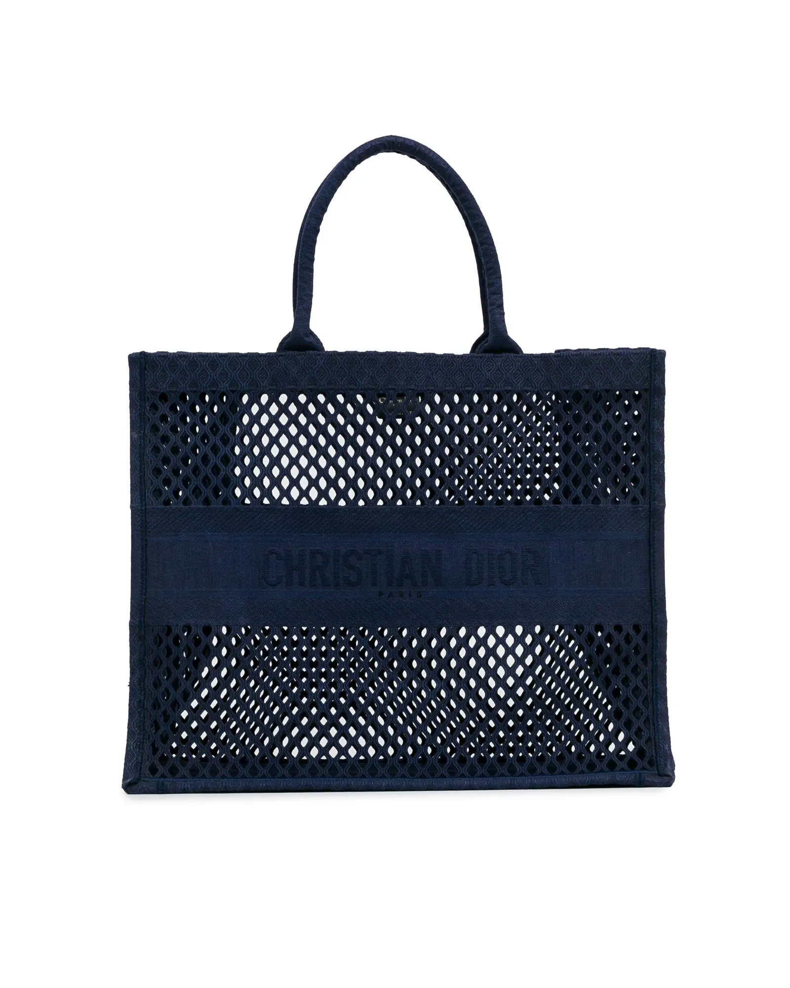 Large Mesh Canvas Book Tote with Rolled Handles