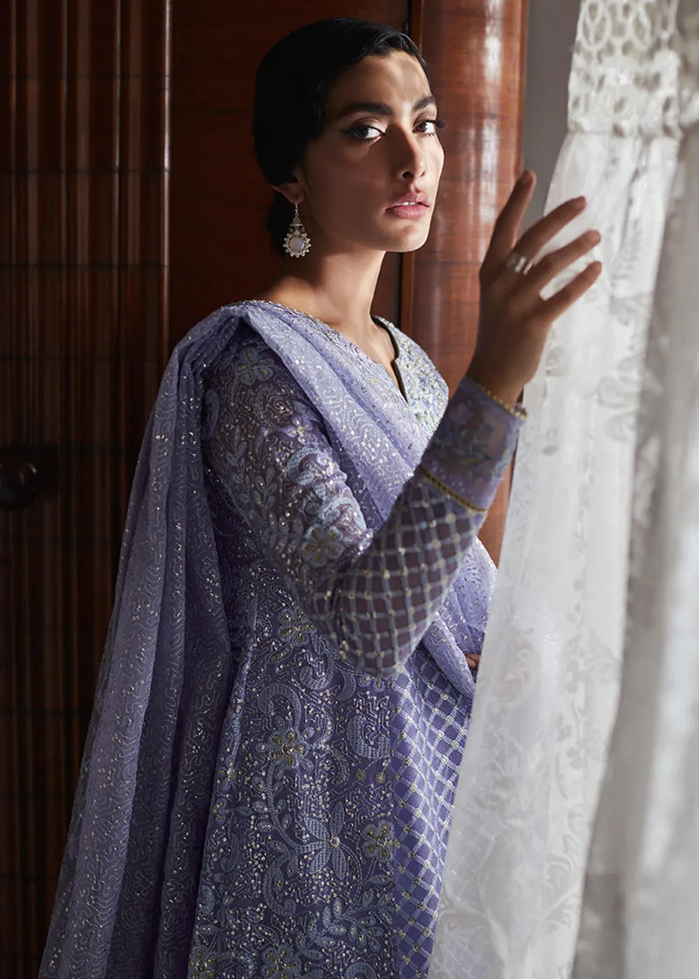 Lavender Organza Net Pakistani Suit | Mushq | Qala Kamdaani | Neha