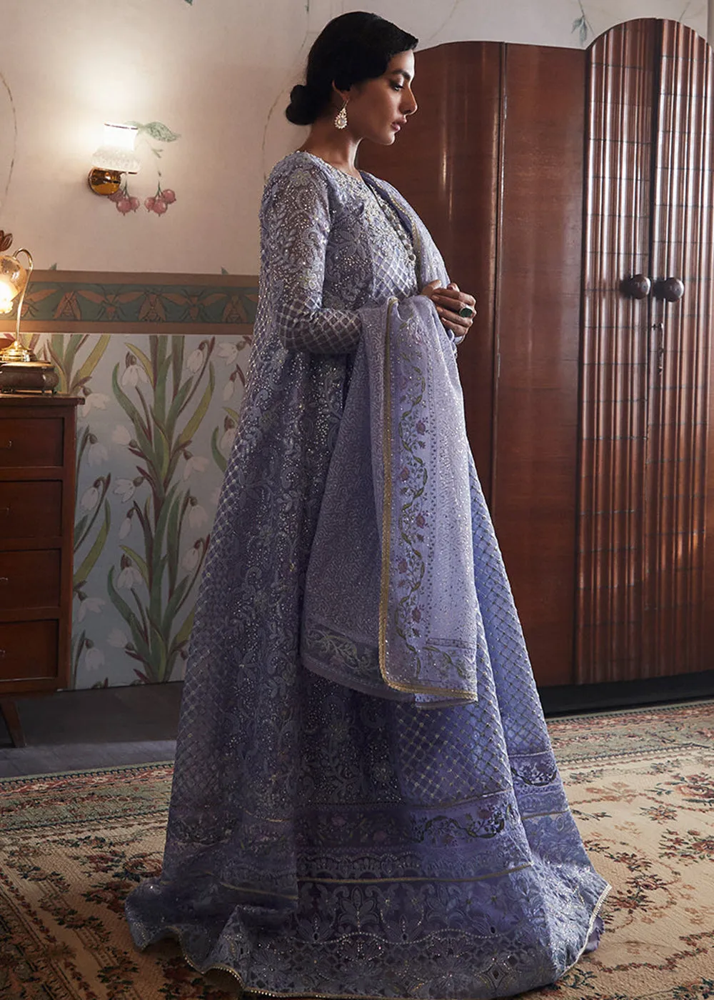 Lavender Organza Net Pakistani Suit | Mushq | Qala Kamdaani | Neha