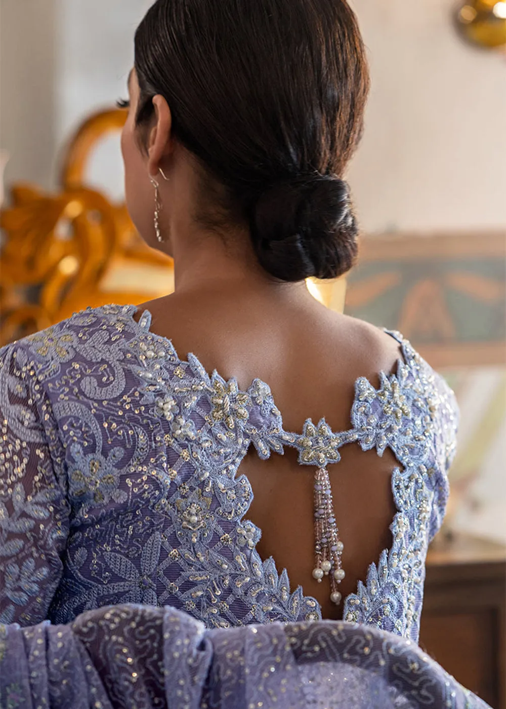 Lavender Organza Net Pakistani Suit | Mushq | Qala Kamdaani | Neha