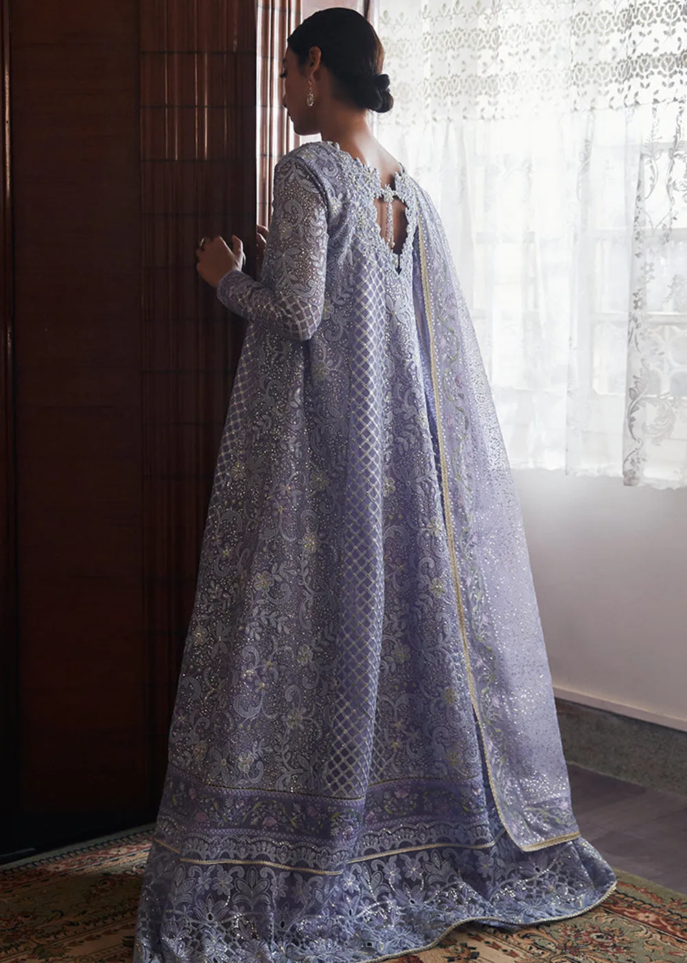 Lavender Organza Net Pakistani Suit | Mushq | Qala Kamdaani | Neha